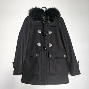 Zara Black Hooded Wool Coat, Size XS